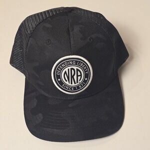 NRA National Rifle Association Snapback Black Camo Trucker Hat Adjustable Mesh